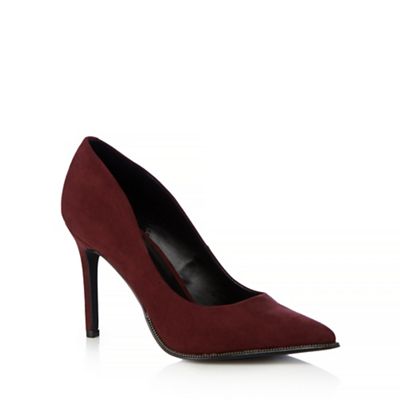 Call It Spring Dark red 'Scucina' zip trimmed high heeled courts